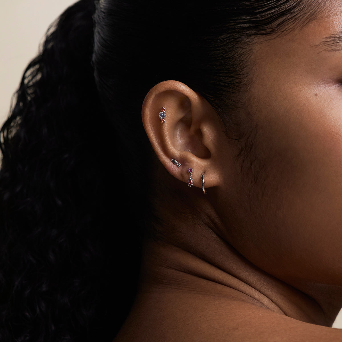 Fish Piercing Stud in Solid White Gold-Astrid &amp; Miyu