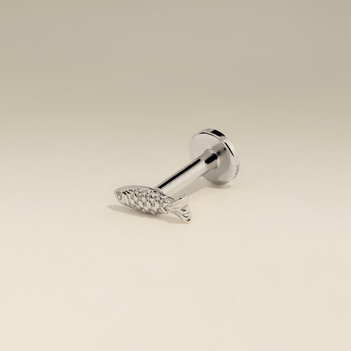 Fish Piercing Stud in Solid White Gold-Astrid &amp; Miyu