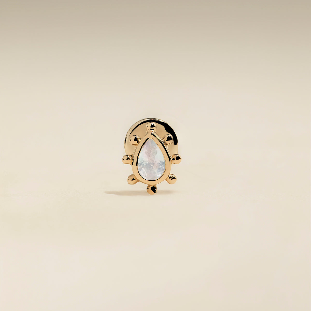 Moonstone Beaded Piercing Stud in Solid Gold-Astrid &amp; Miyu