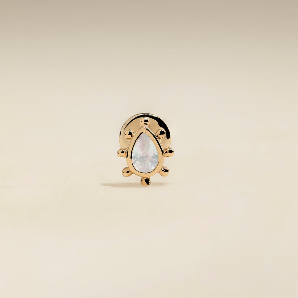 Moonstone Beaded Piercing Stud in Solid Gold-Astrid &amp; Miyu