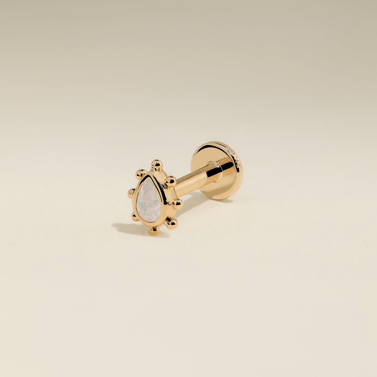 Moonstone Beaded Piercing Stud in Solid Gold-Astrid &amp; Miyu