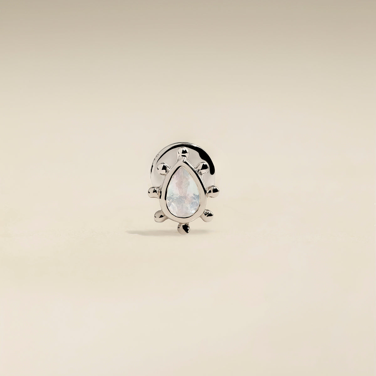 Moonstone Beaded Piercing Stud in Solid White Gold-Astrid &amp; Miyu