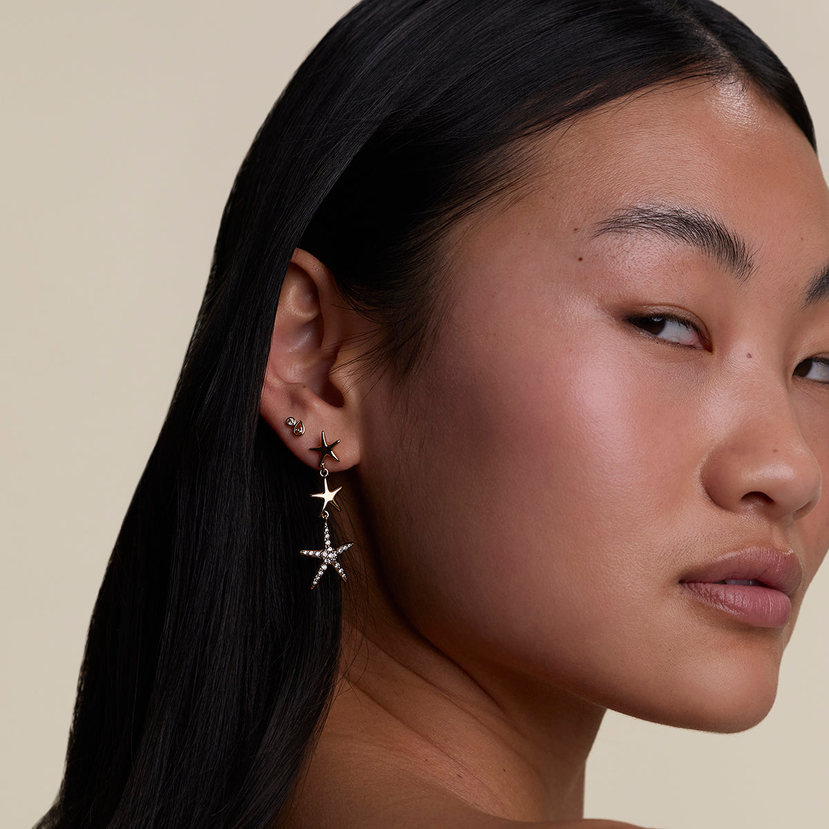 Starfish Drop Studs in Gold-Astrid &amp; Miyu