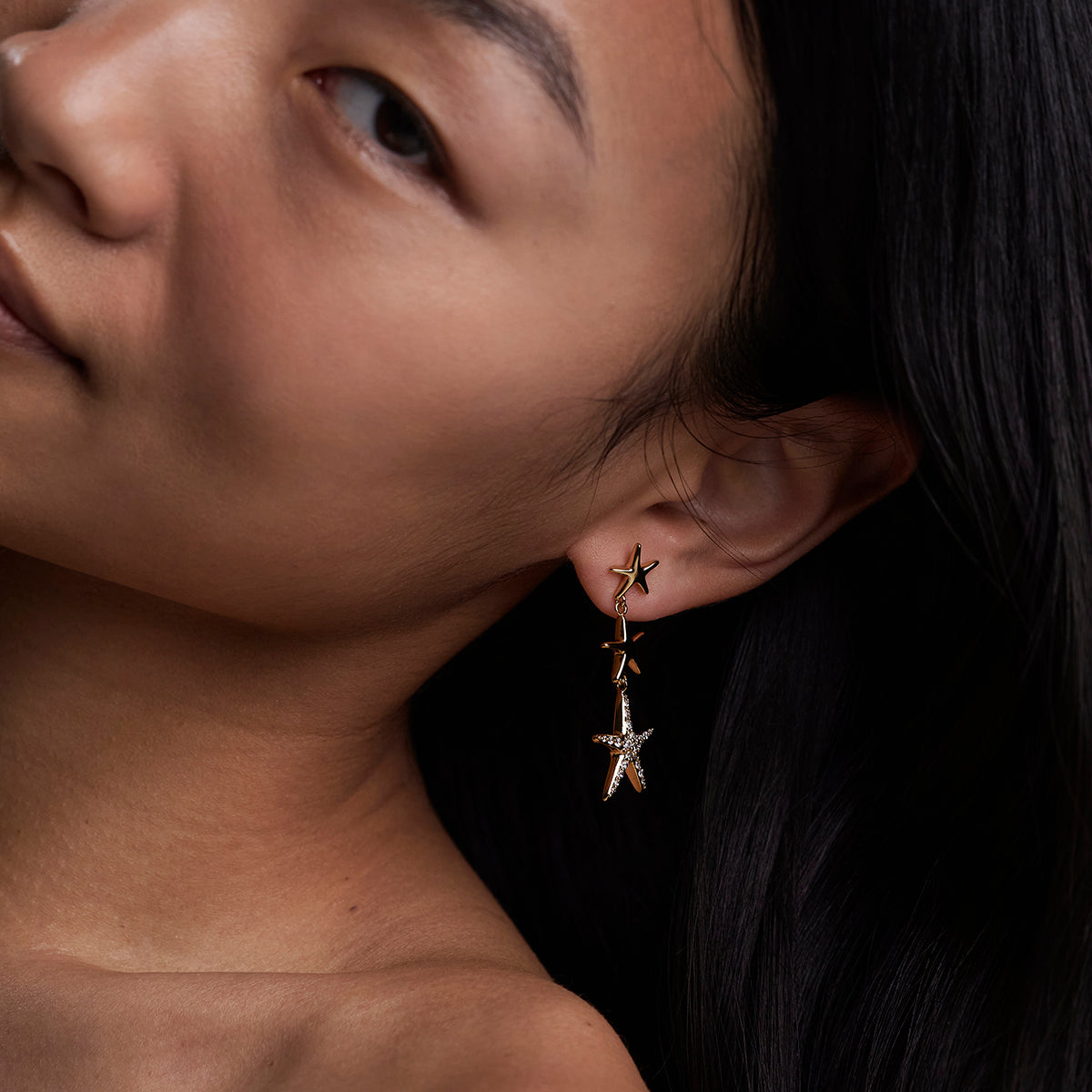 Starfish Drop Studs in Gold-Astrid &amp; Miyu
