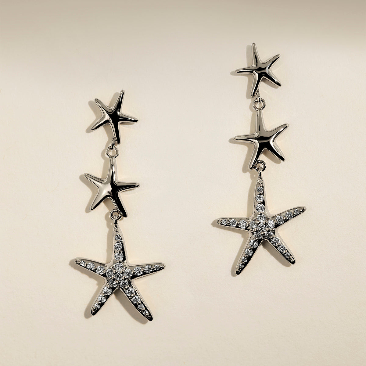 Starfish Drop Studs in Silver-Astrid &amp; Miyu
