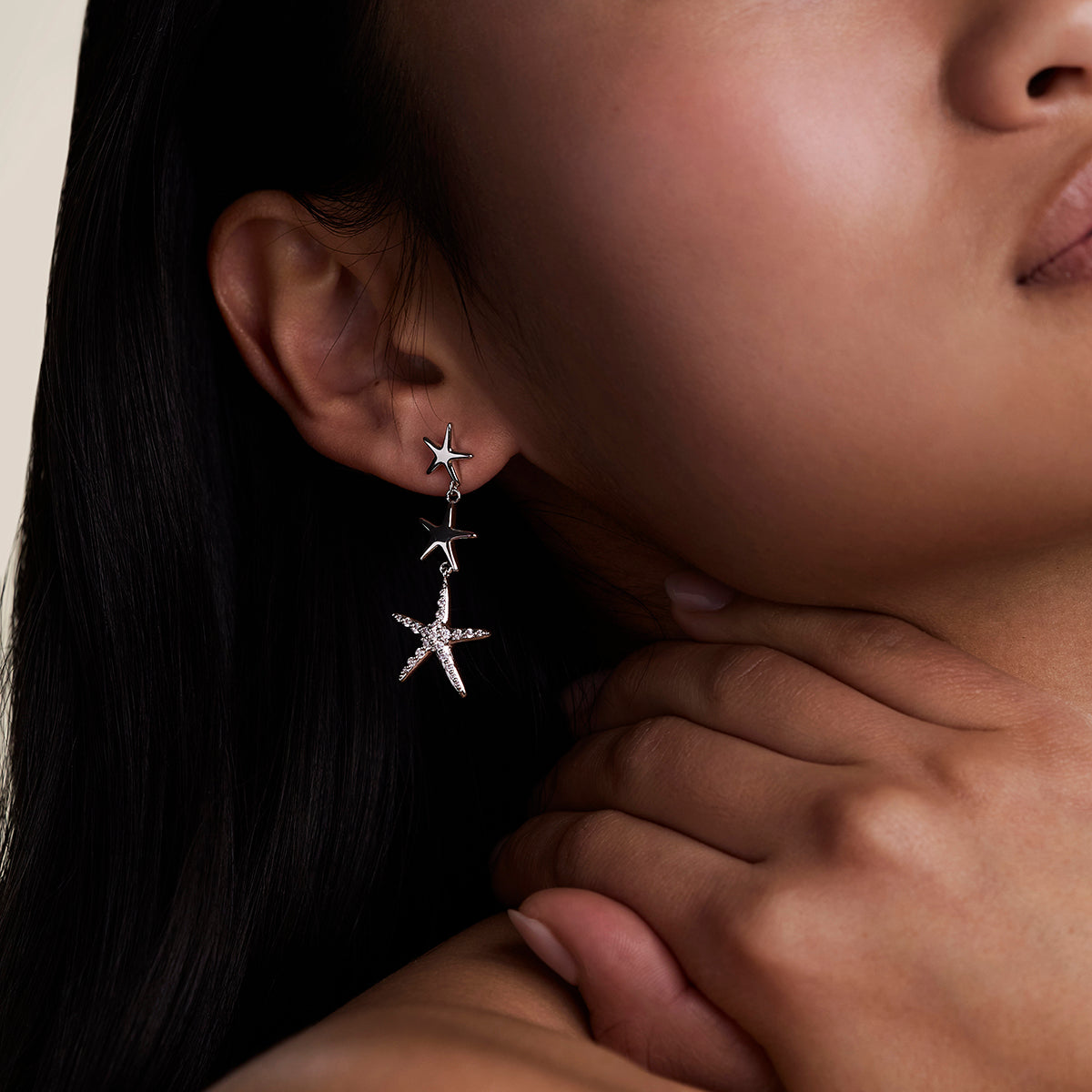 Starfish Drop Studs in Silver-Astrid &amp; Miyu