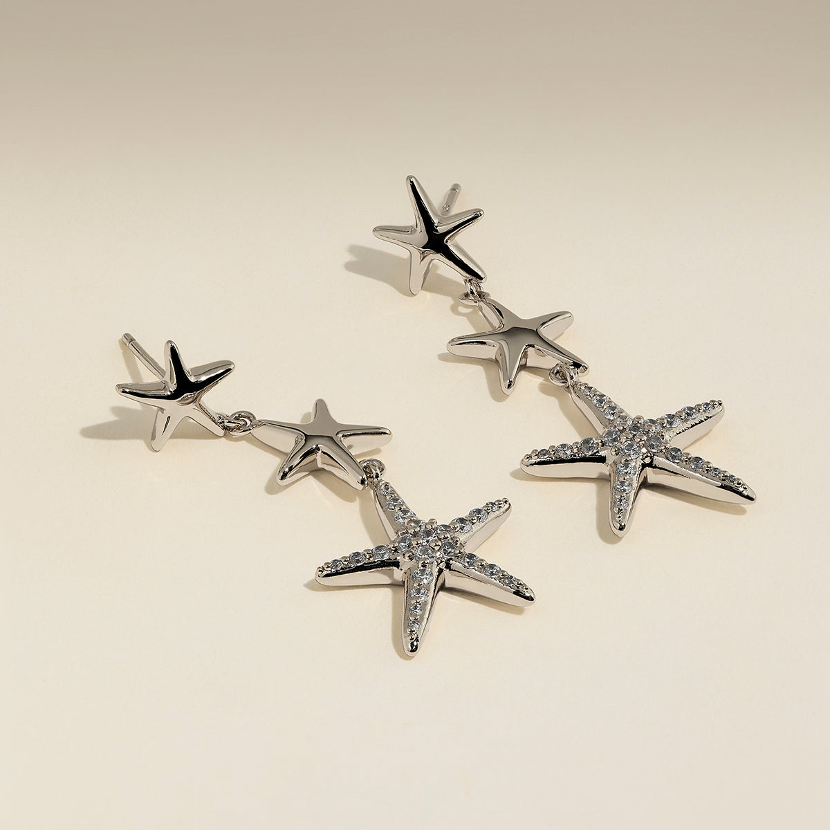 Starfish Drop Studs in Silver-Astrid &amp; Miyu