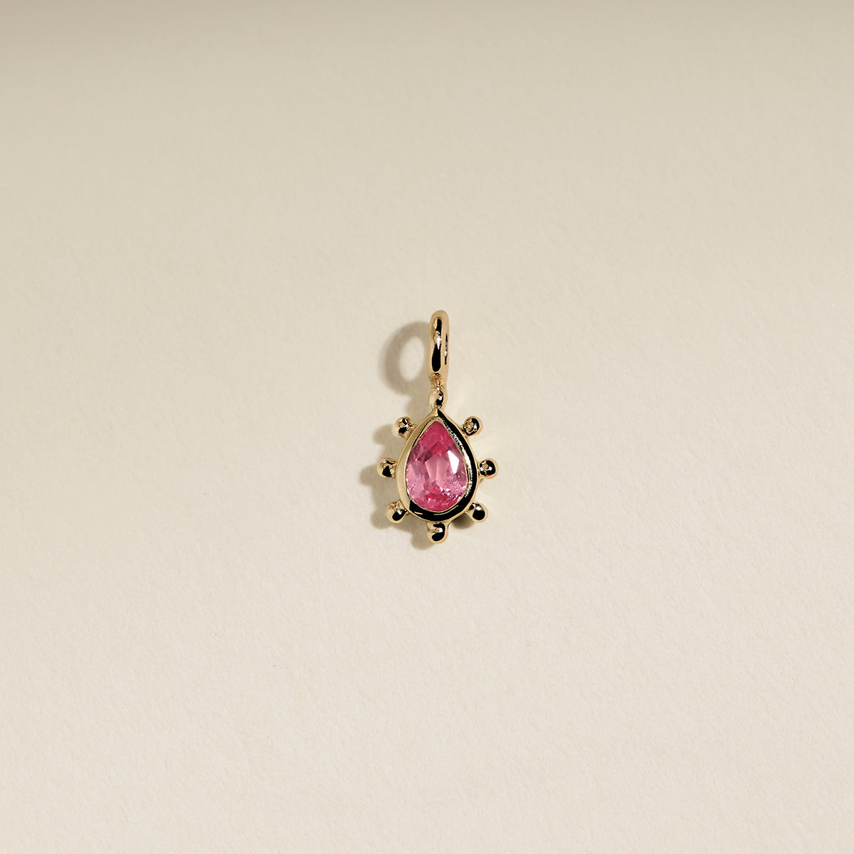 Pink Sapphire Beaded Charm 9k Gold-Astrid &amp; Miyu
