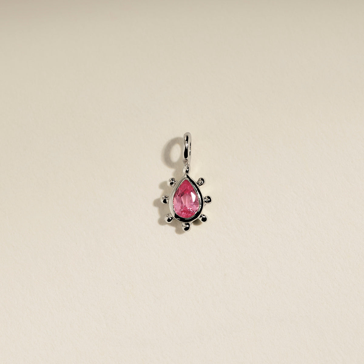 Pink Sapphire Beaded Charm 9k White Gold-Astrid &amp; Miyu