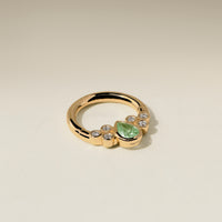 Diamond & Green Sapphire Pear Daith Hoop in Solid Gold-Astrid &amp; Miyu
