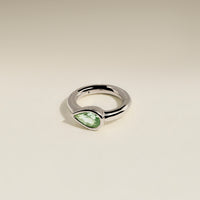Green Sapphire Pear Seamless Piercing Hoop in Solid White Gold-Astrid &amp; Miyu