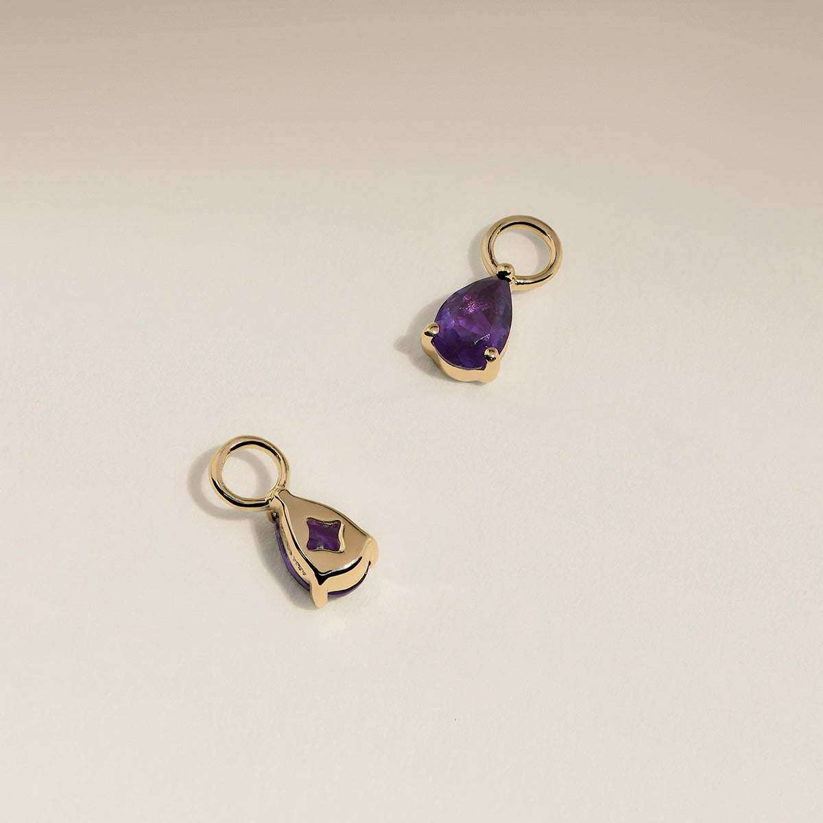 Amethyst February Earring Charm in Solid Gold-Astrid &amp; Miyu