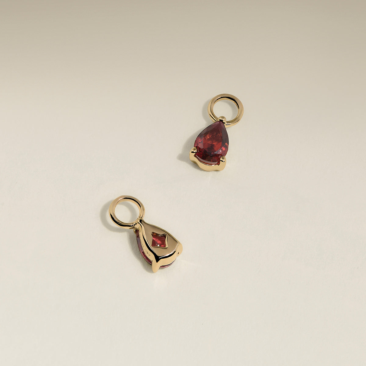 Garnet January Earring Charm in Solid Gold-Astrid &amp; Miyu