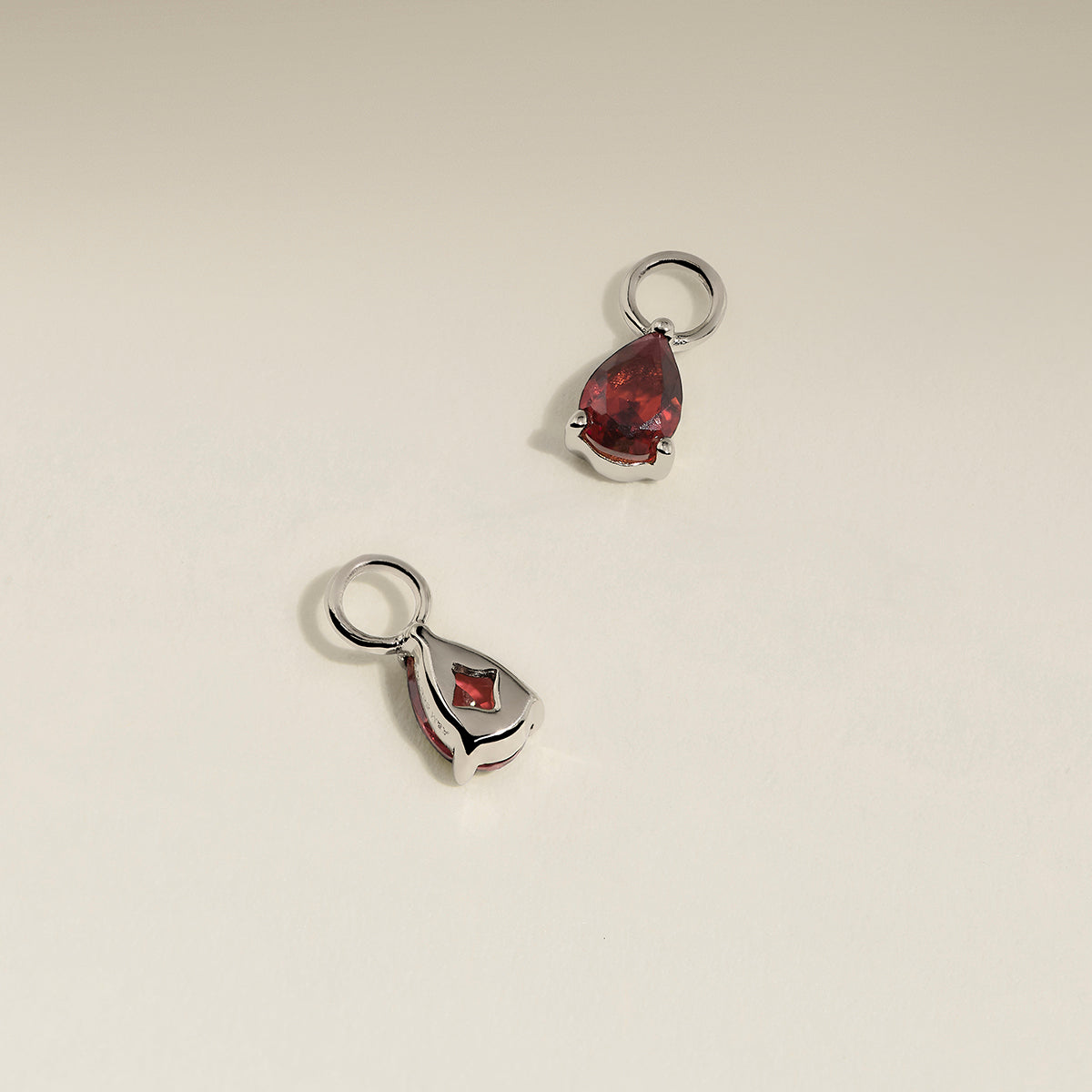Garnet January Earring Charm in Solid White Gold-Astrid &amp; Miyu