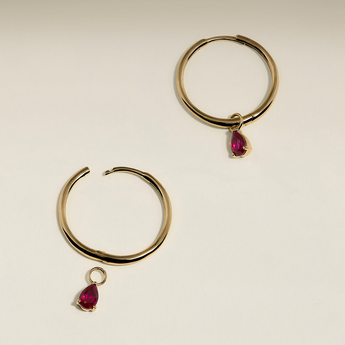 Ruby July Earring Charm in Solid Gold-Astrid &amp; Miyu