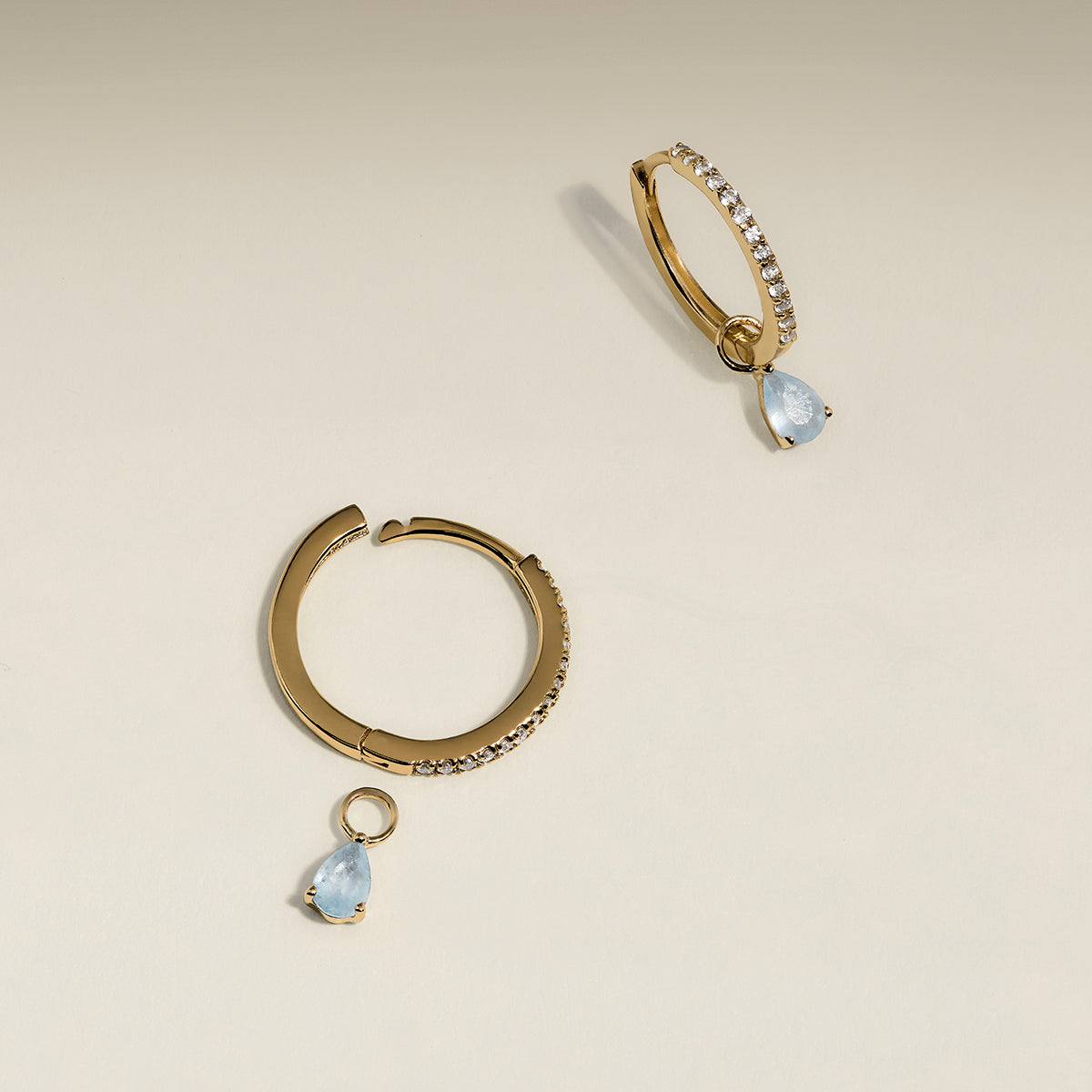 Aquamarine March Earring Charm in Solid Gold-Astrid &amp; Miyu