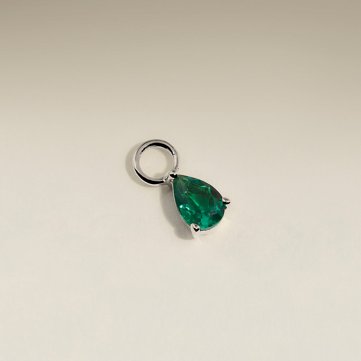 Emerald May Earring Charm in Solid White Gold-Astrid &amp; Miyu