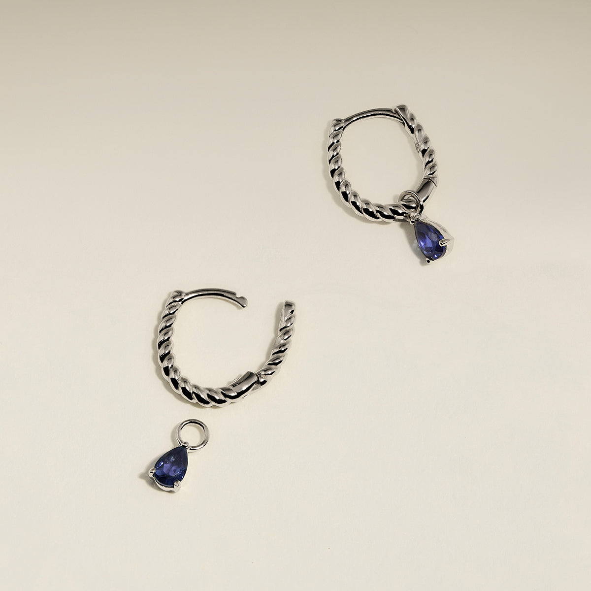 Sapphire September Earring Charm in Solid White Gold-Astrid &amp; Miyu