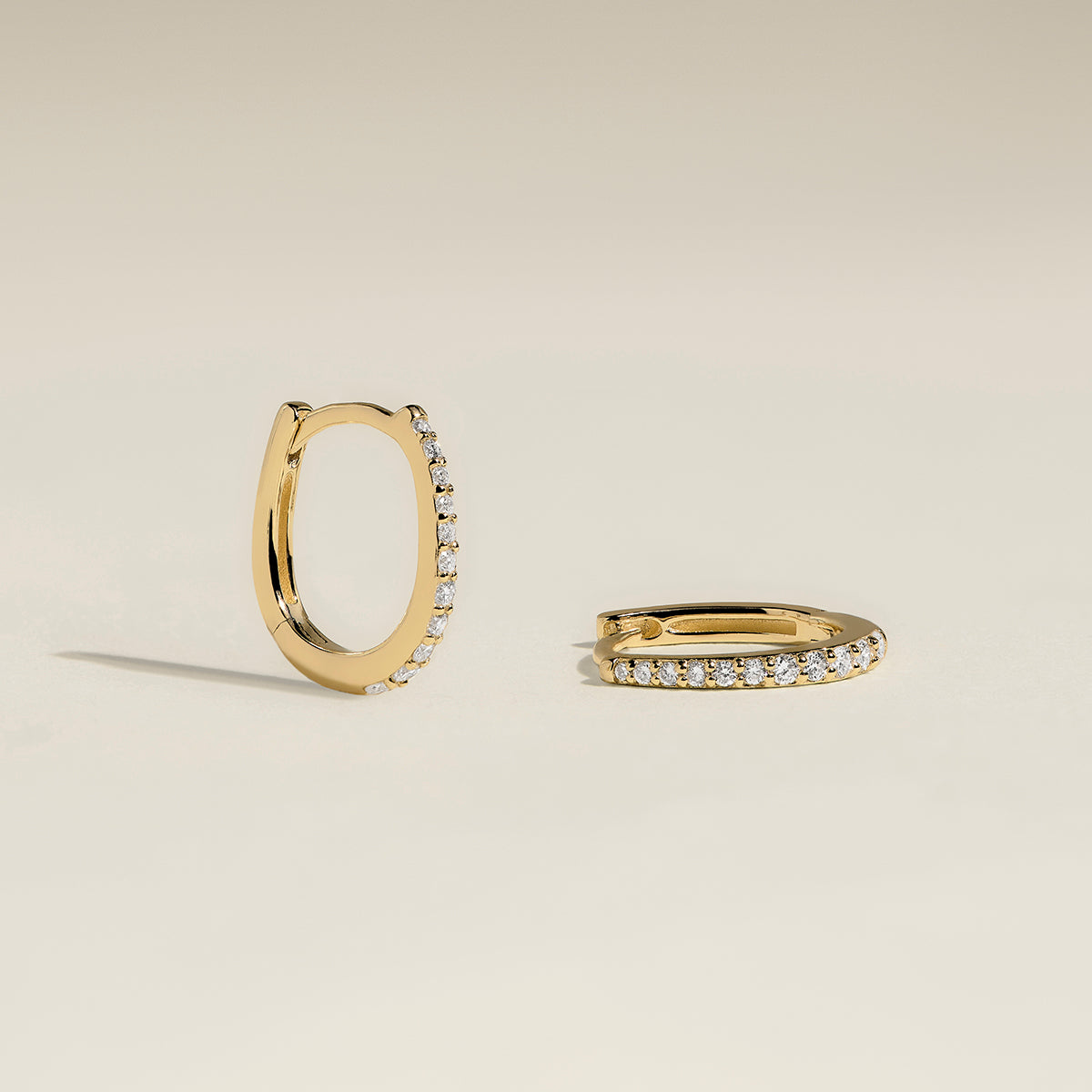 Diamond Pavé Huggies in Solid Gold-Astrid &amp; Miyu