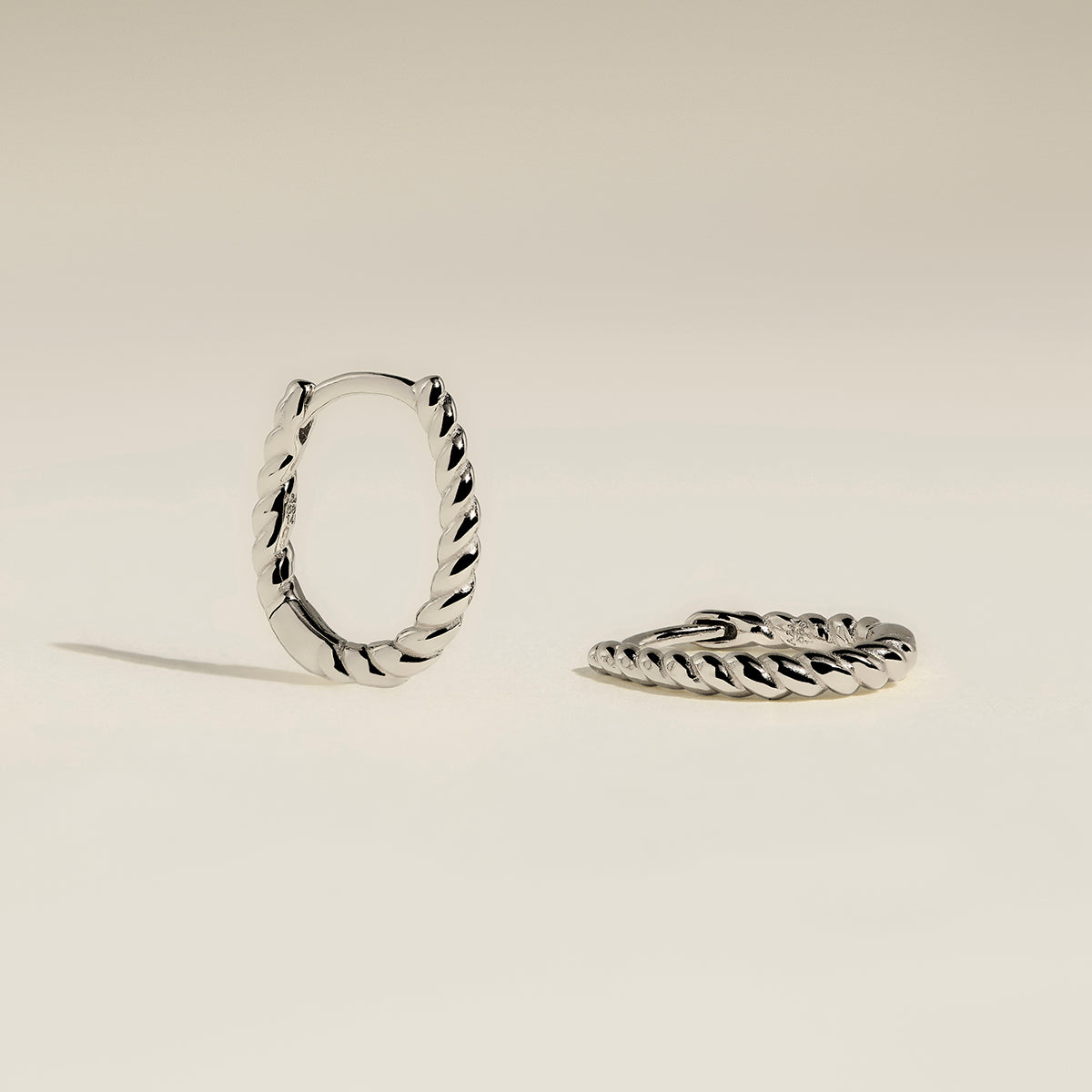 Rope Huggies in Solid White Gold-Astrid &amp; Miyu