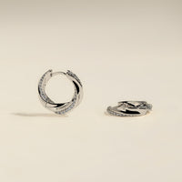 Crystal Cosmic Twist Medium Hoops in Silver-Astrid &amp; Miyu
