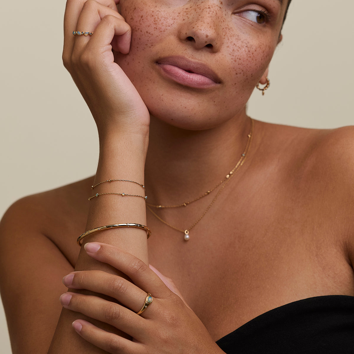 Cosmic Dome Bangle in Gold-Astrid &amp; Miyu