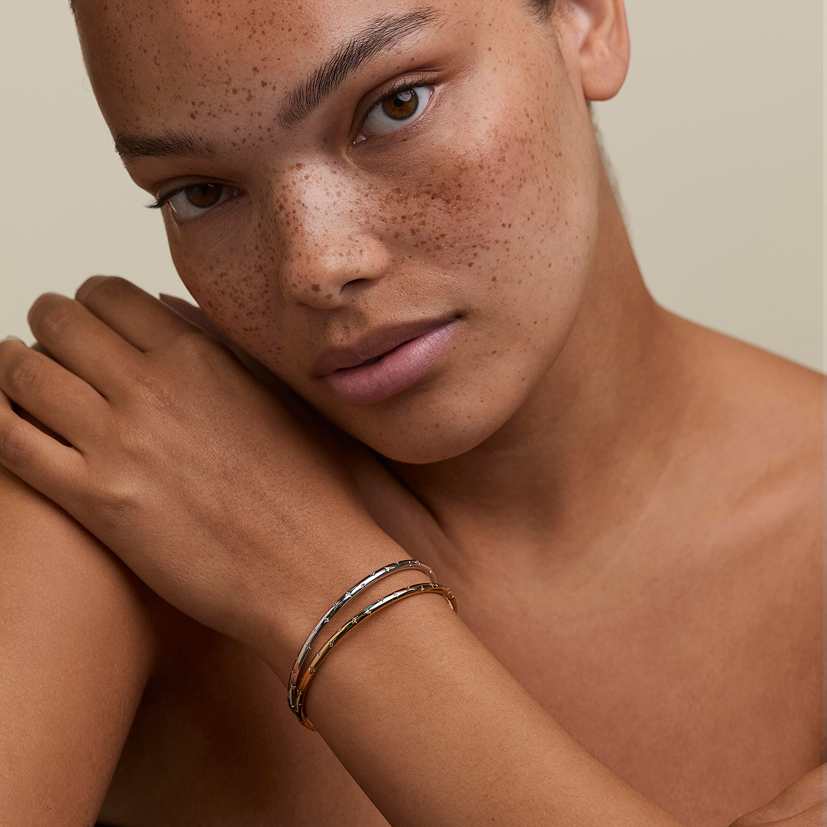 Cosmic Dome Bangle in Silver-Astrid &amp; Miyu