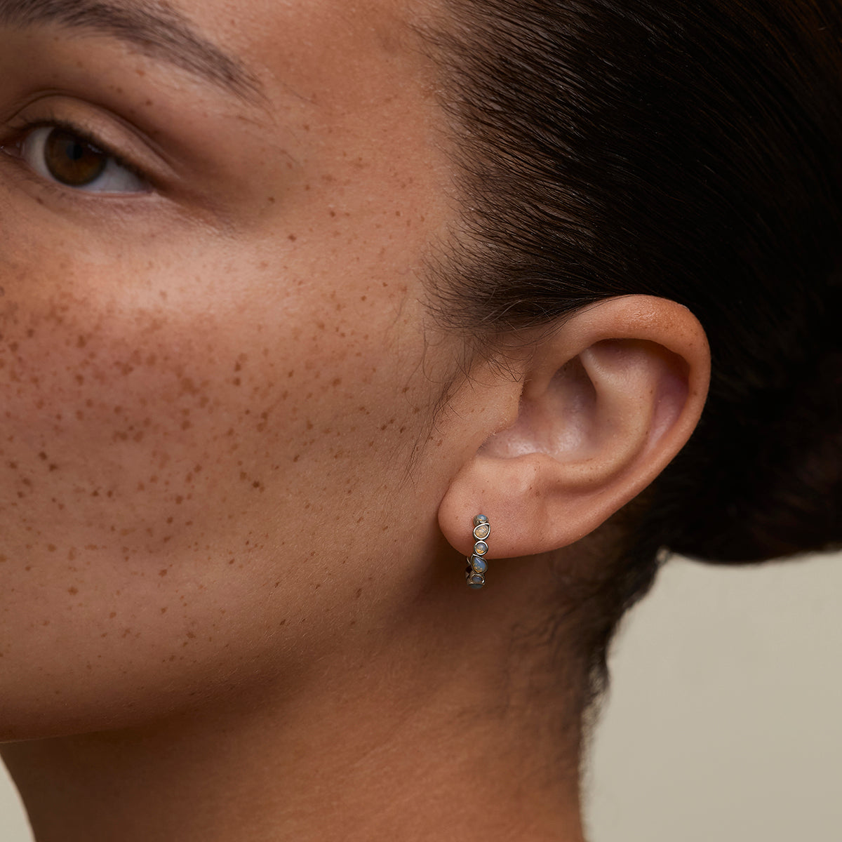 Opal Bezel Hoops in Silver-Astrid &amp; Miyu