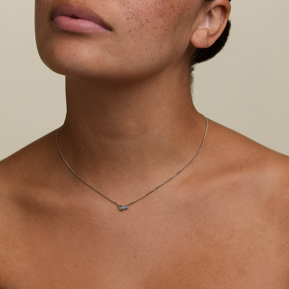 Opal Bezel Pendant Necklace in Silver-Astrid &amp; Miyu