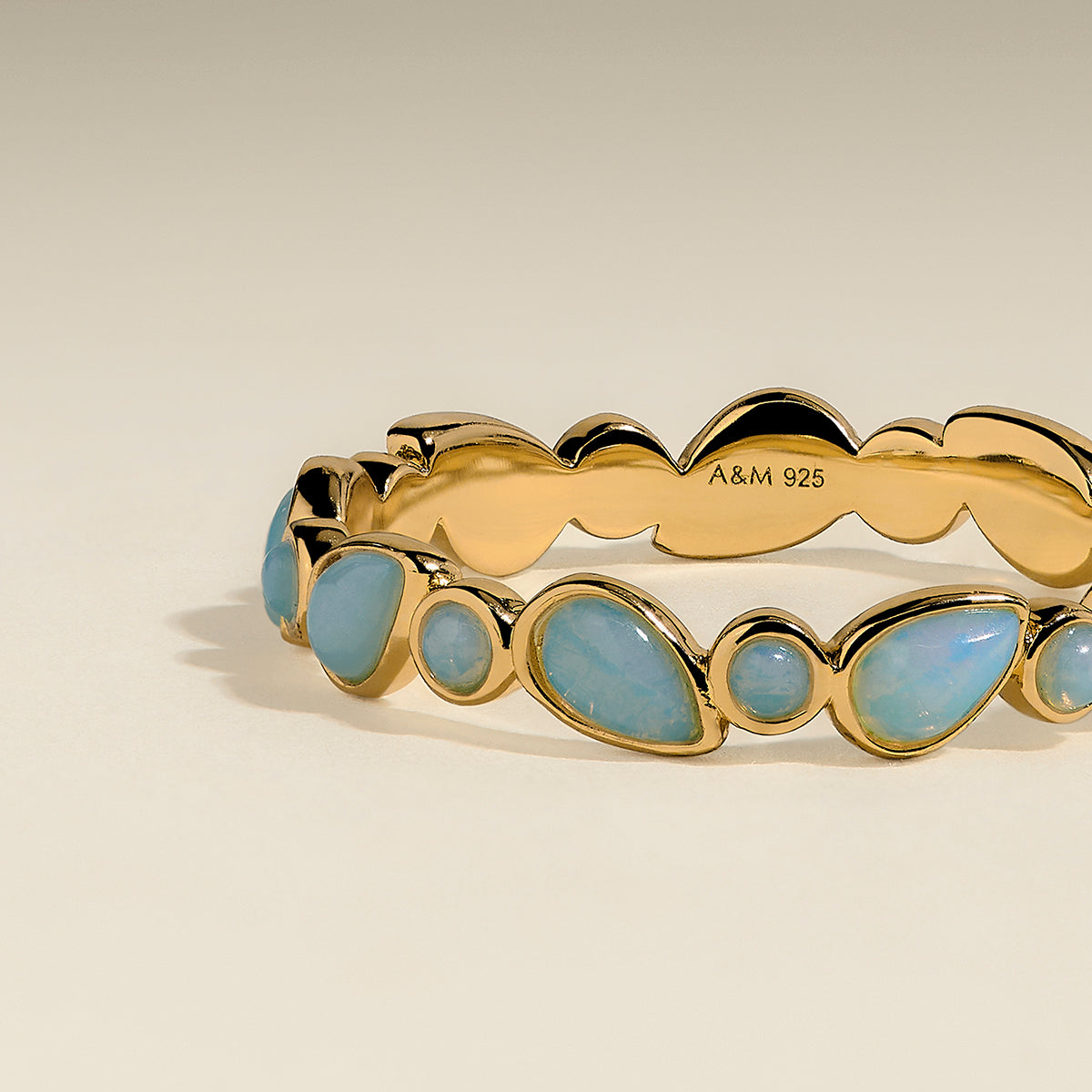 Opal Bezel Band Ring in Gold-Astrid &amp; Miyu