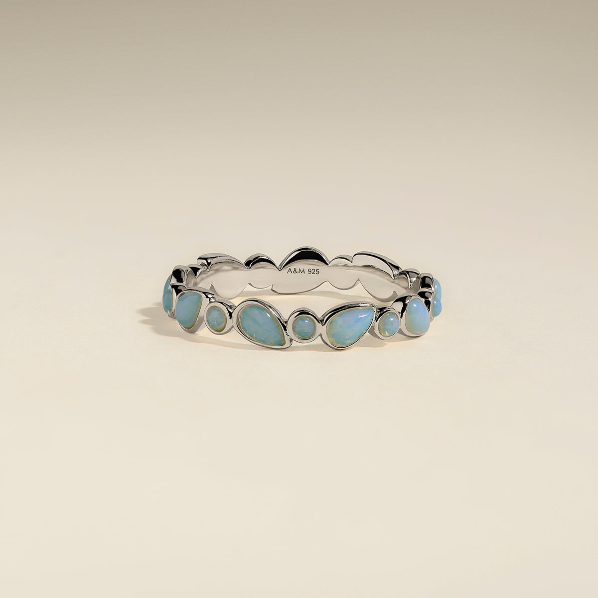 Opal Bezel Band Ring in Silver-Astrid &amp; Miyu