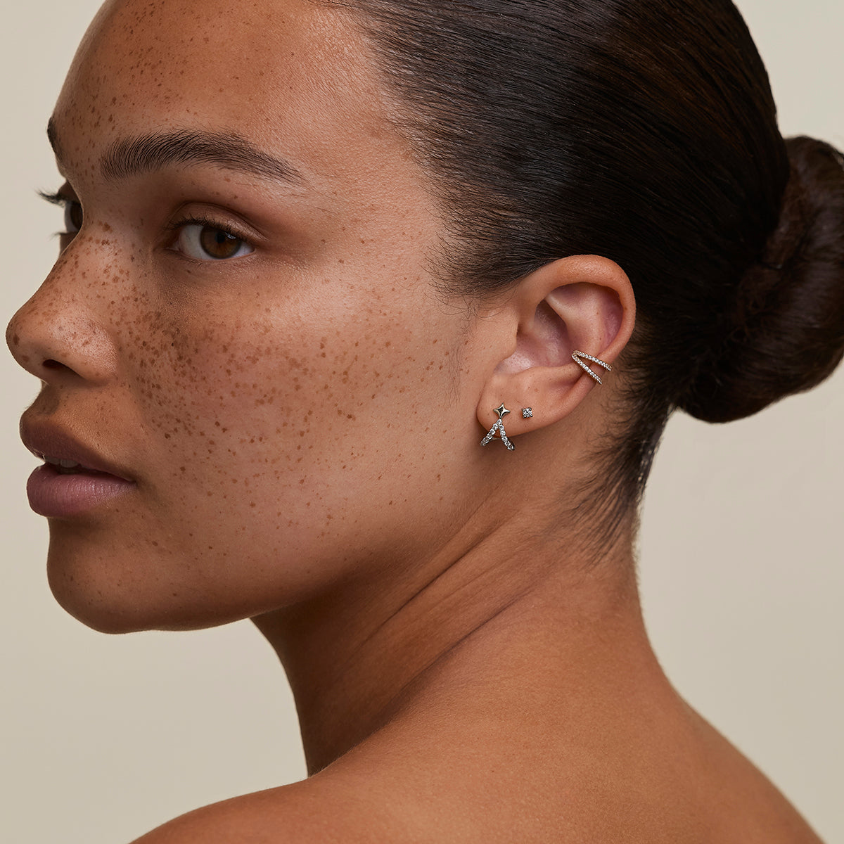 Cosmic Star Illusion Studs in Silver-Astrid &amp; Miyu