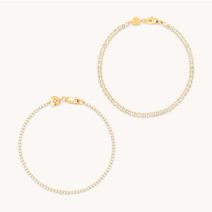 Tennis Bracelet Stacking Set in Gold-Astrid &amp; Miyu