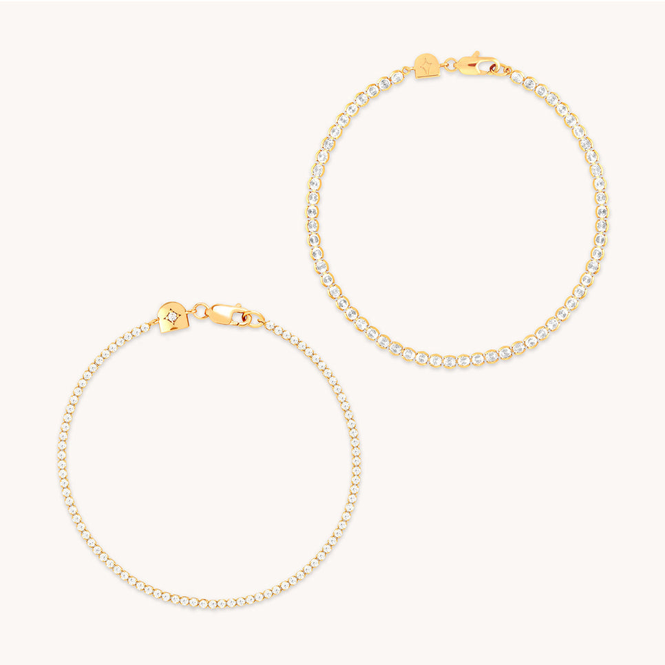 Tennis Bracelet Stacking Set in Gold-Astrid &amp; Miyu