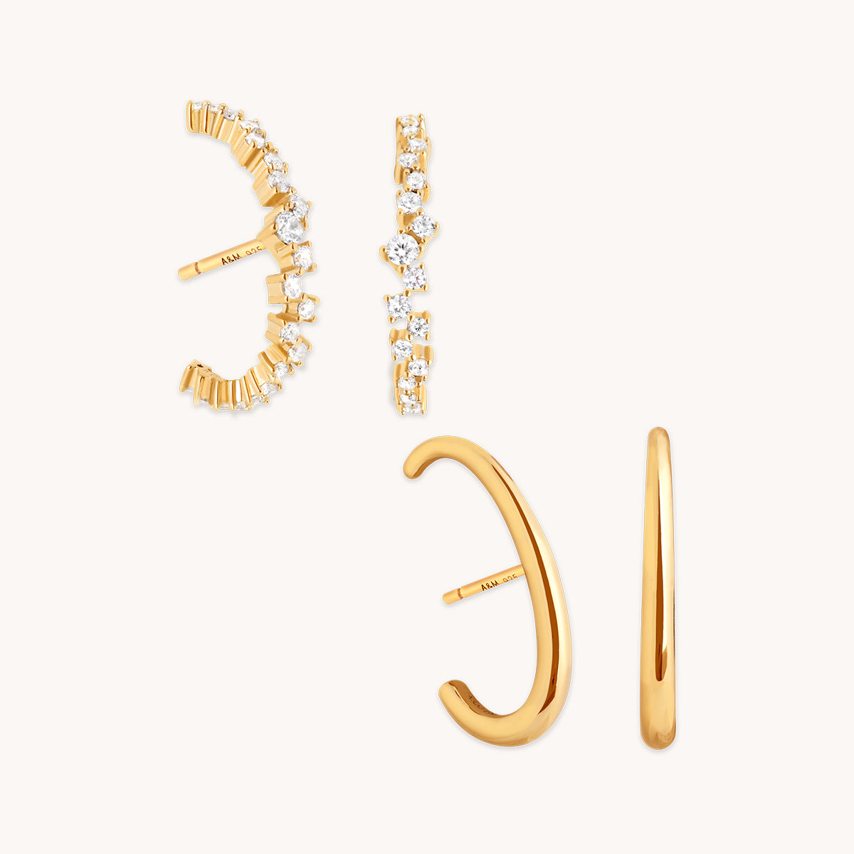 Orbit Studs Stacking Set in Gold-Astrid &amp; Miyu