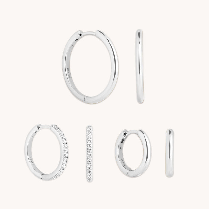 Essential Hoops Stacking Set in Silver-Astrid &amp; Miyu