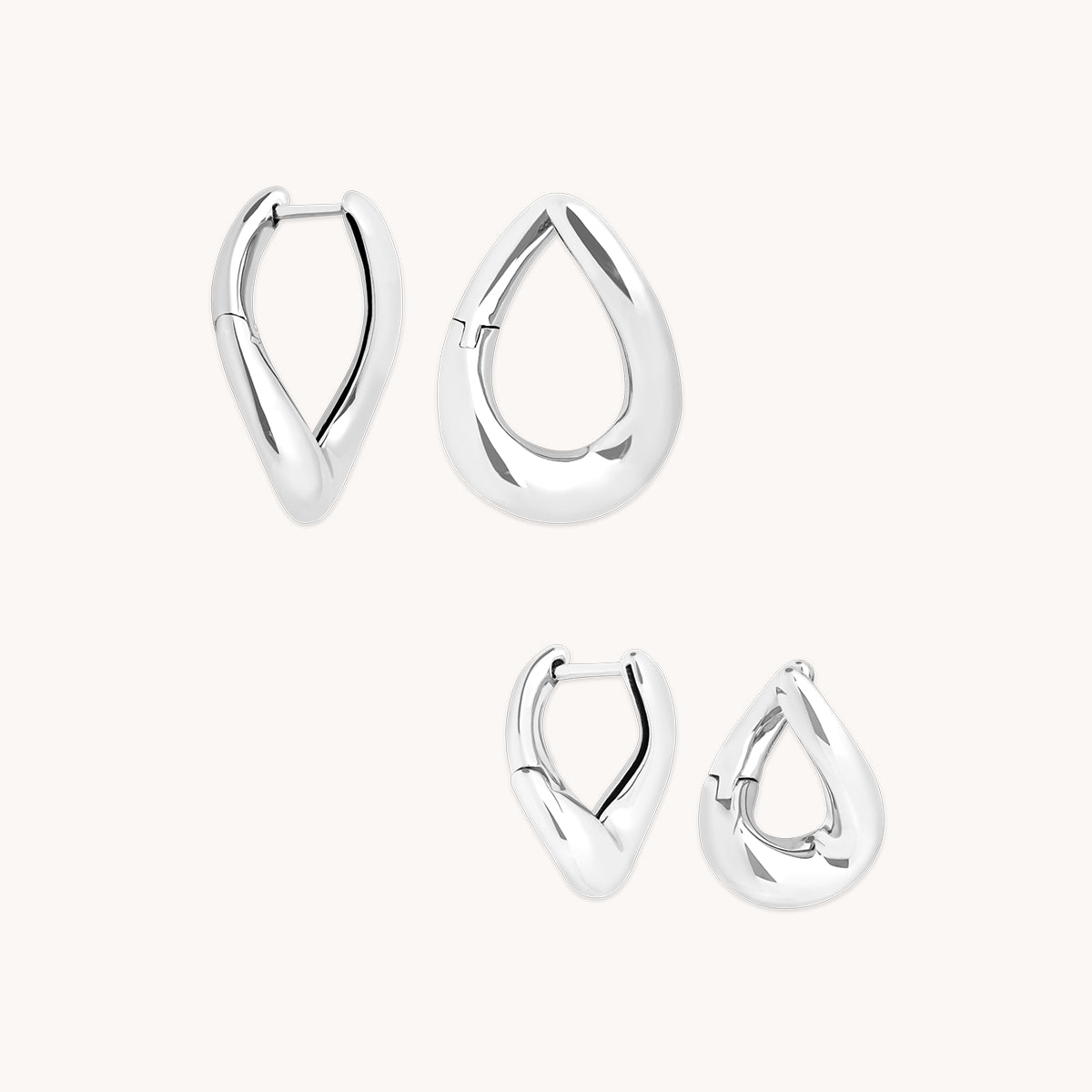 Molten Hoops Stacking Set in Silver-Astrid &amp; Miyu