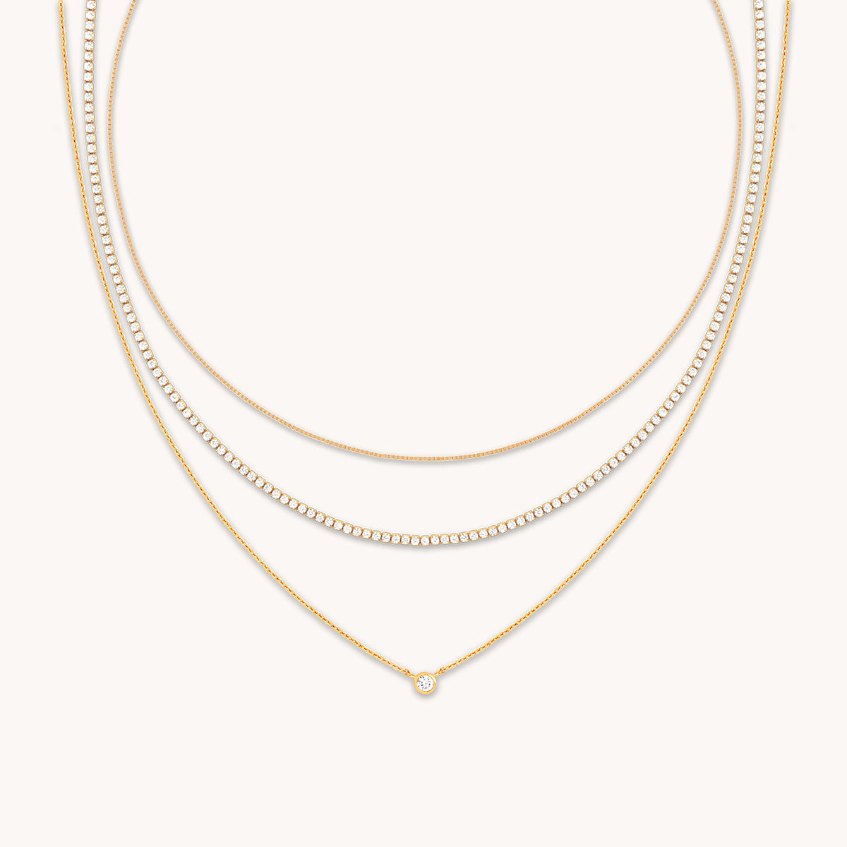 Essential Crystal Necklace Stacking Set in Gold-Astrid &amp; Miyu