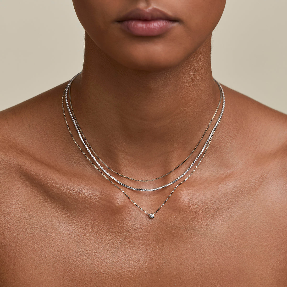Essential Crystal Necklace Stacking Set in Silver-Astrid &amp; Miyu