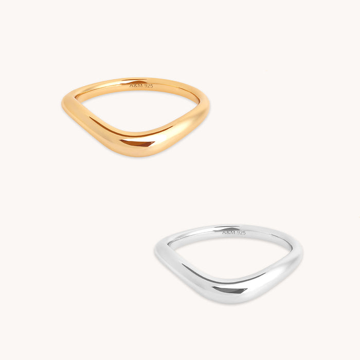 Wave Ring Stacking Set in Mixed Metal-Astrid &amp; Miyu