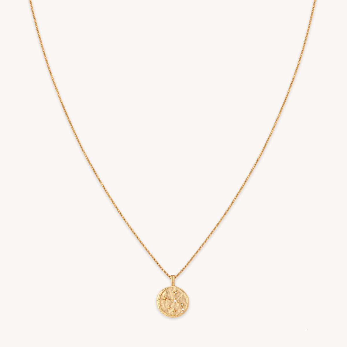 Aries Zodiac Pendant Necklace in Gold