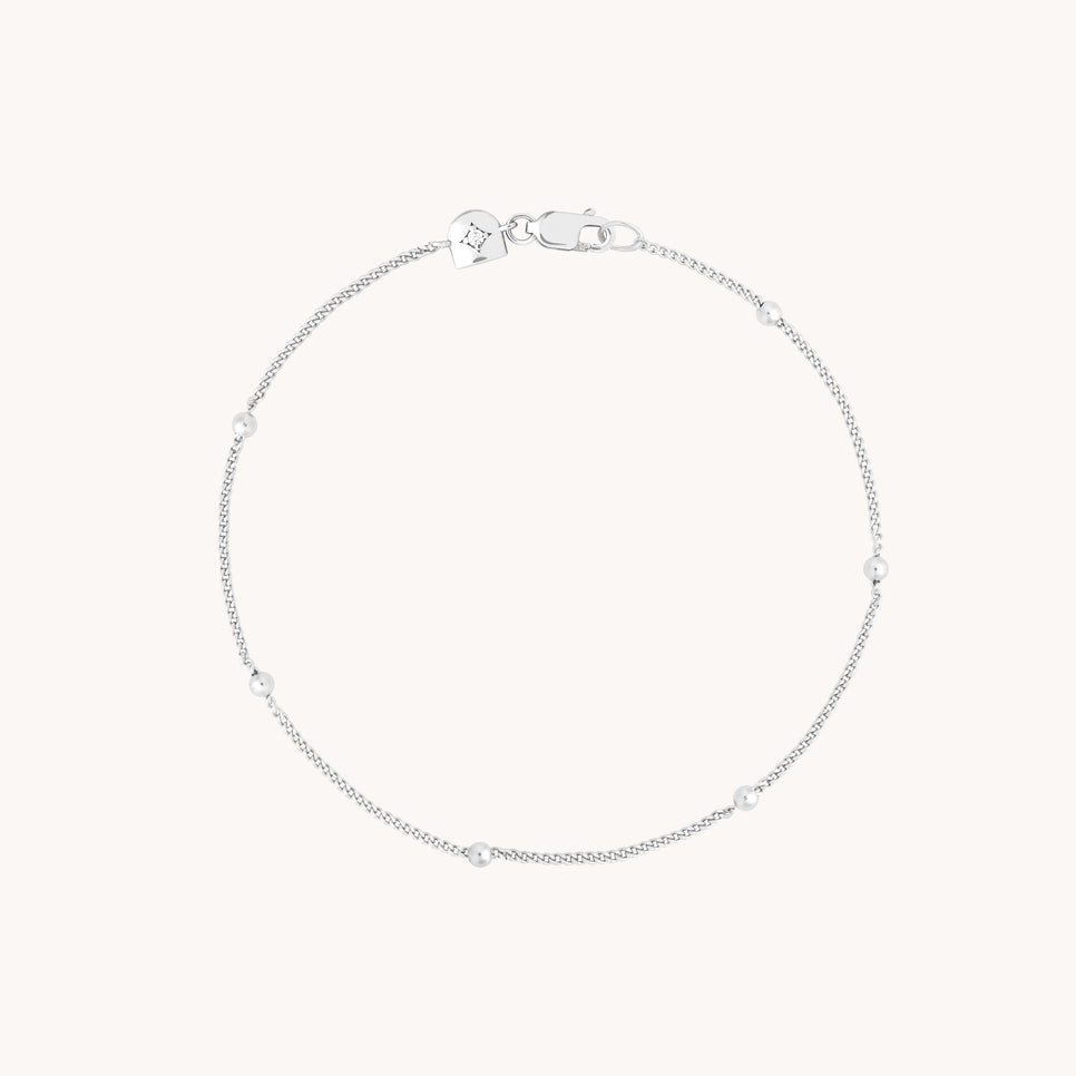 Essential Beaded Chain Bracelet in Silver-Astrid &amp; Miyu