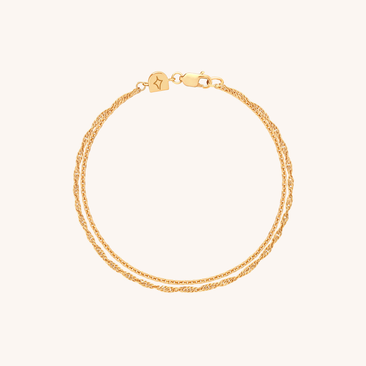 18k Gold Plated Jewellery - Illusion Twist Double Chain Bracelet in Gold - Chain Bracelet - Astrid &amp; Miyu