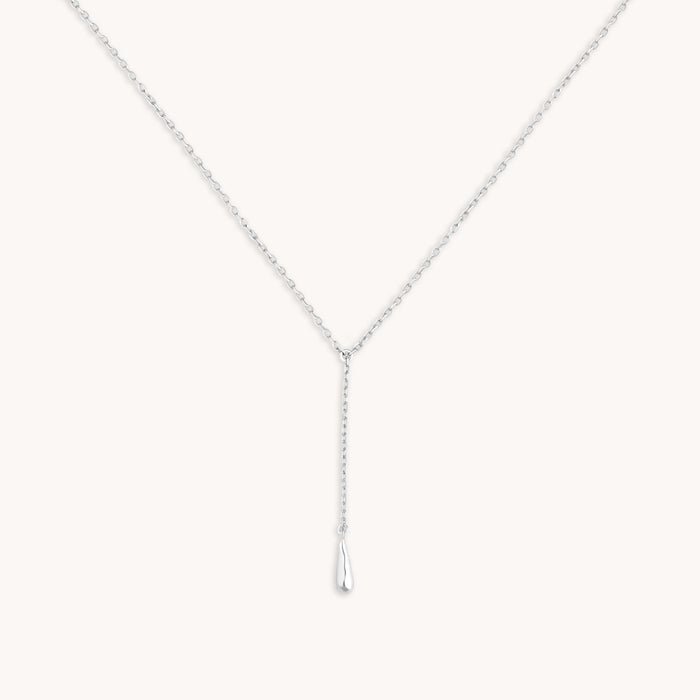 Molten Charm Lariat Necklace in Silver-Astrid &amp; Miyu