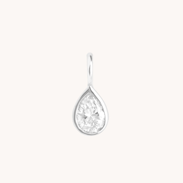 Birthstone Charms - Diamond Pear Charm 9k White Gold - Charms & Pendants - Astrid &amp; Miyu