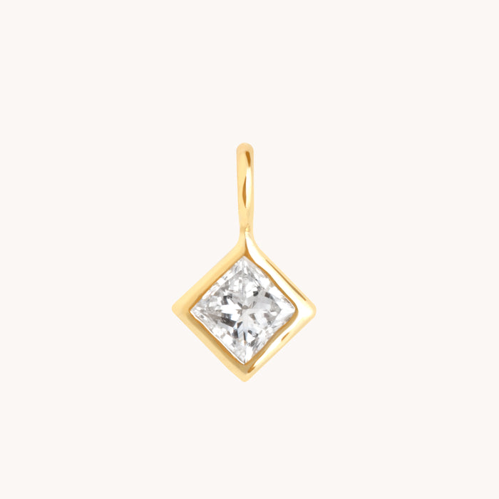 Birthstone Charms - Diamond Square Charm 9k Gold - Charms & Pendants - Astrid &amp; Miyu