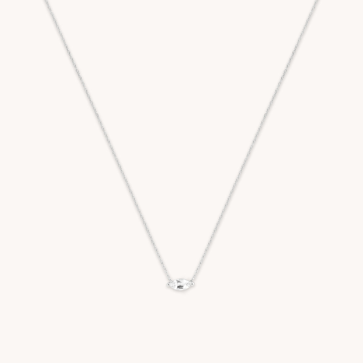 April White Topaz - White Topaz Marquise Necklace in Solid White Gold - Charm Necklaces - Astrid &amp; Miyu