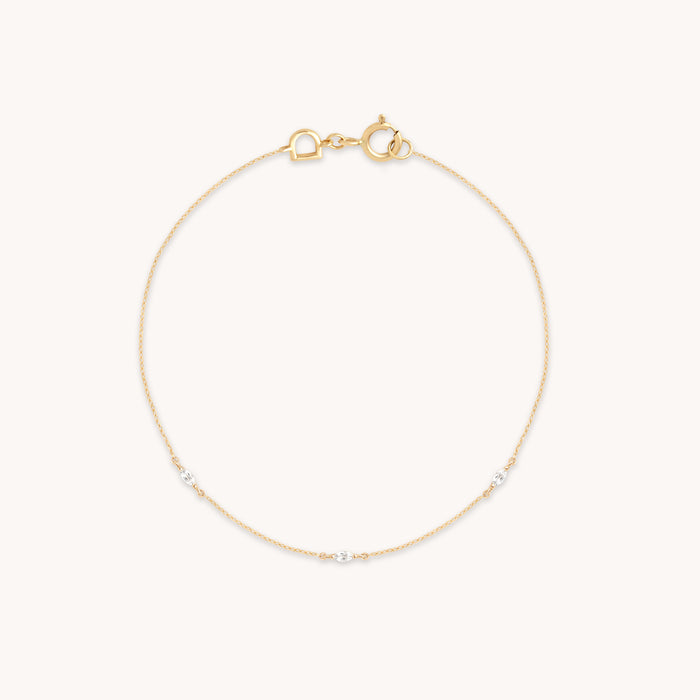 April White Topaz - White Topaz Marquise Charm Bracelet in Solid Gold - Charm Bracelets - Astrid &amp; Miyu