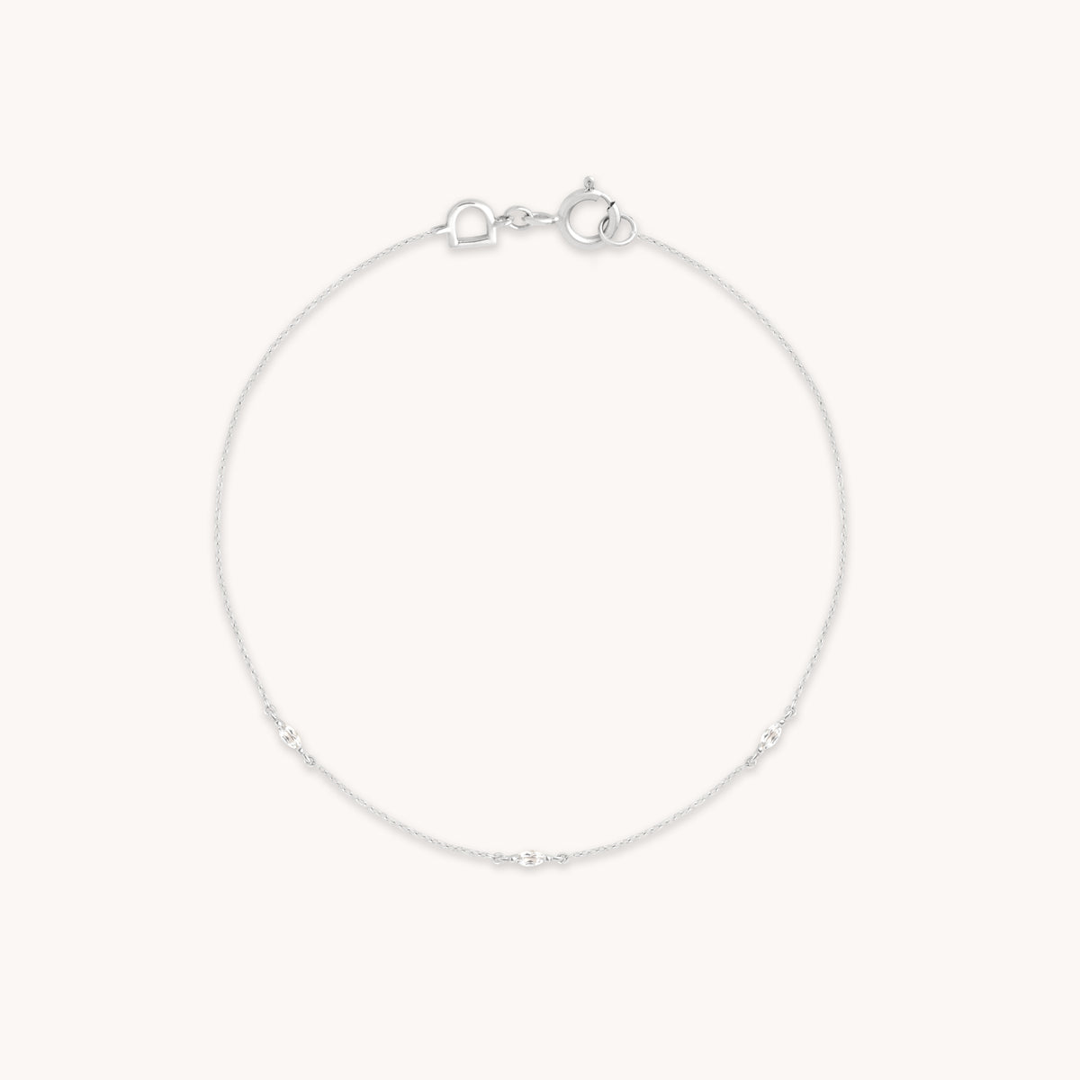 April White Topaz - White Topaz Marquise Charm Bracelet in Solid White Gold - Charm Bracelets - Astrid &amp; Miyu