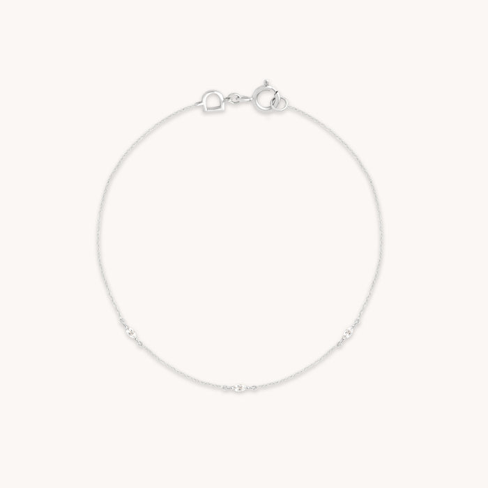 April White Topaz - White Topaz Marquise Charm Bracelet in Solid White Gold - Charm Bracelets - Astrid &amp; Miyu